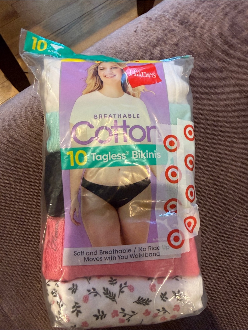 Hanes women’s Cotton Tagless Bikini Briefs - White, Black, Pink, Mint